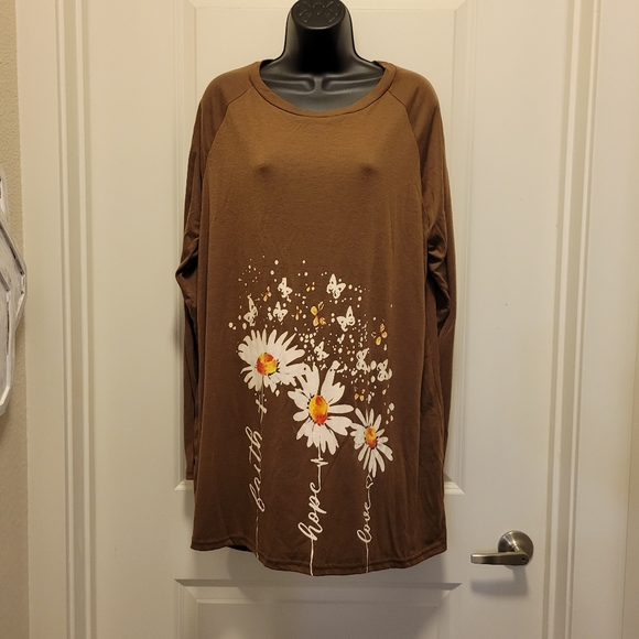 boutique Dresses & Skirts - Brown Boutique Sunflower Hope Faith Love Dress